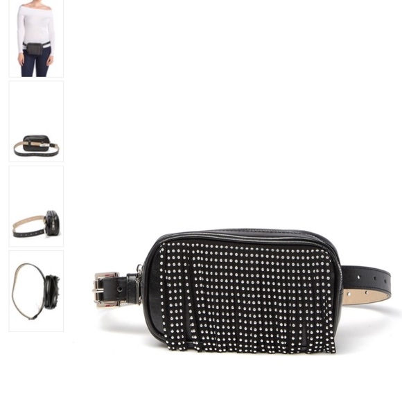 Steve Madden Handbags - Steve Madden Square Studded Fringe Belt Bag Medium
